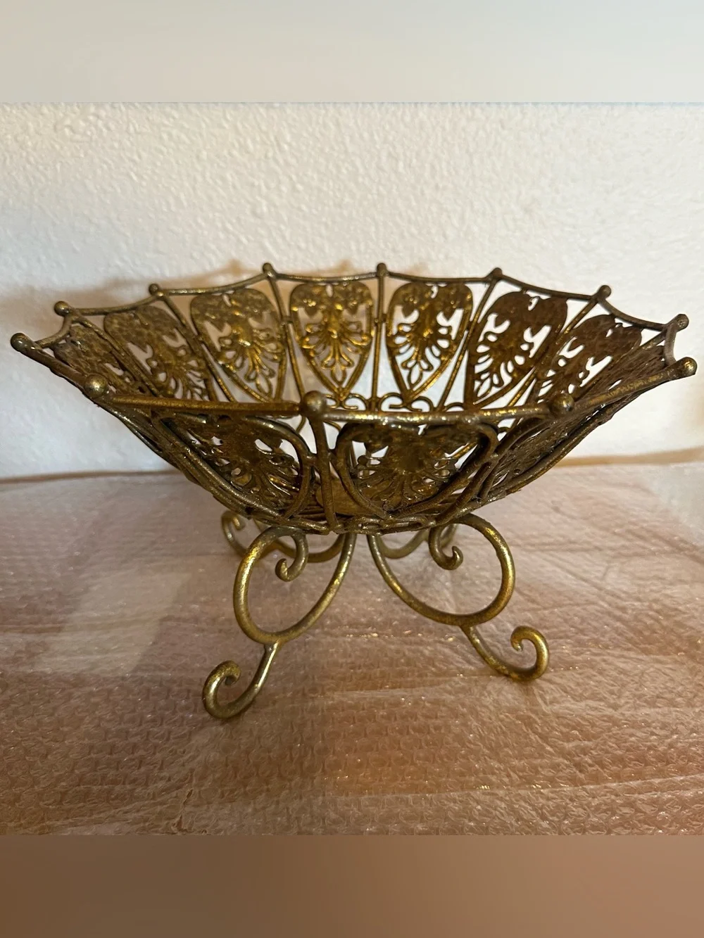 Gold Filigree Decorative Bowl Vintage - Elegant Home Accent